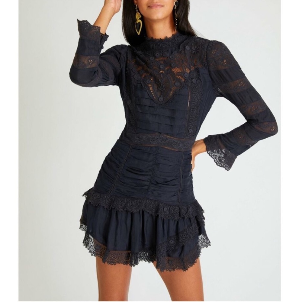 NWT LoveShackFancy Harmon Mini Shirted Lace Dress size 6